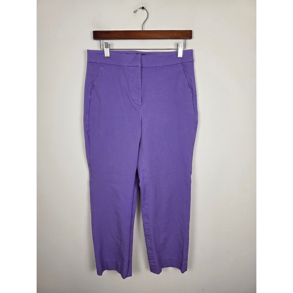 J.Crew Kate Straight Leg Pants Purple Cotton Blend Trousers Womens Size 8
